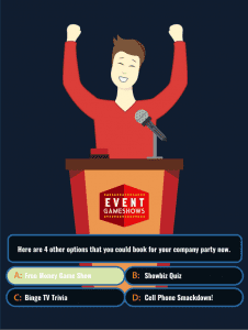 4 choices of corporate virtual game show options